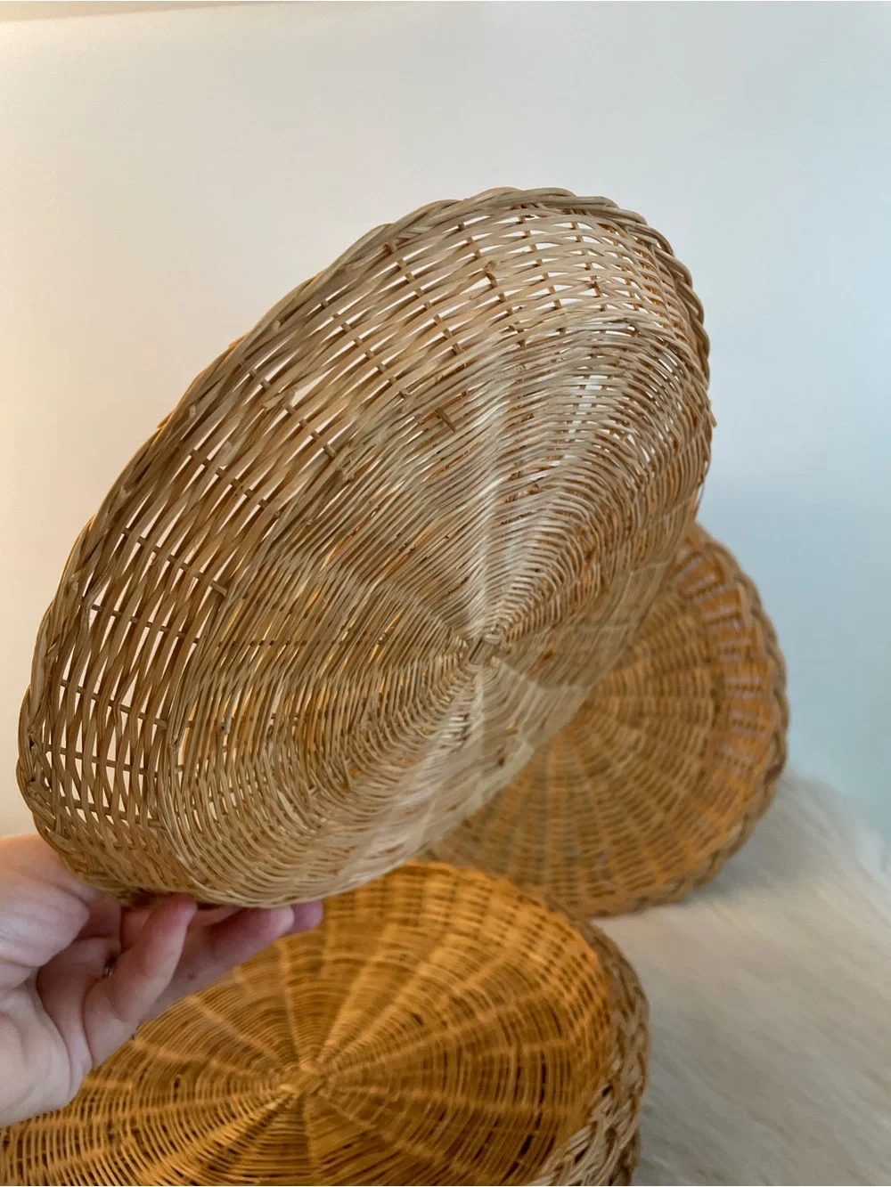 Vintage Basket Lot, paper plate holders Ratan decor